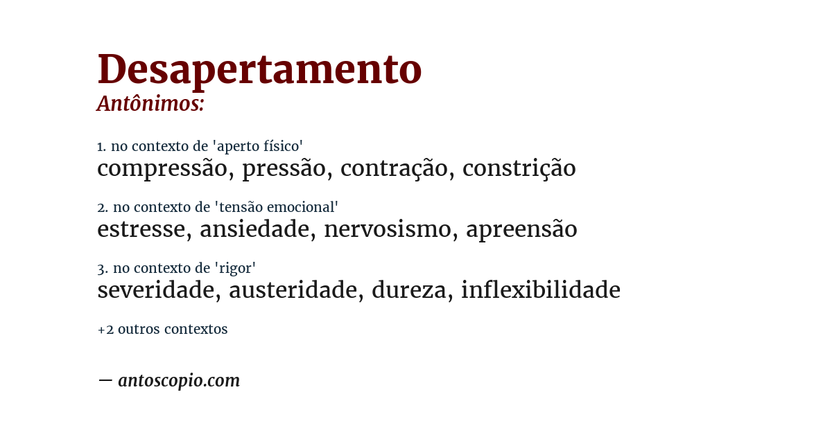 Antônimo de desapertamento