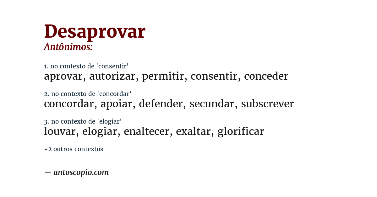 Antônimo de desaprovar