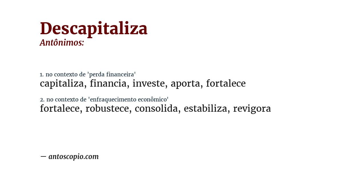 Antônimo de descapitaliza