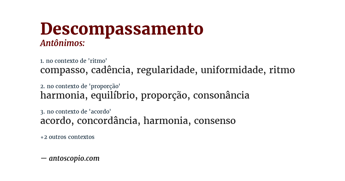 Antônimo de descompassamento