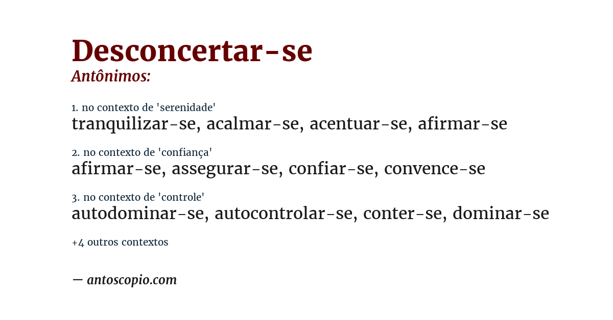 Antônimo de desconcertar-se