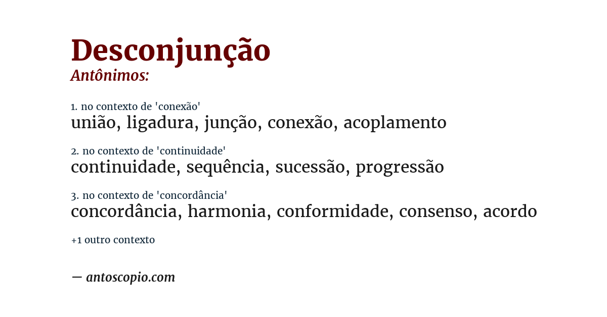 Antônimo de desconjunção