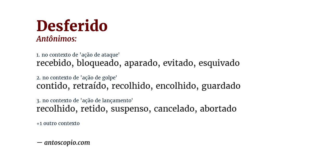 Antônimo de desferido