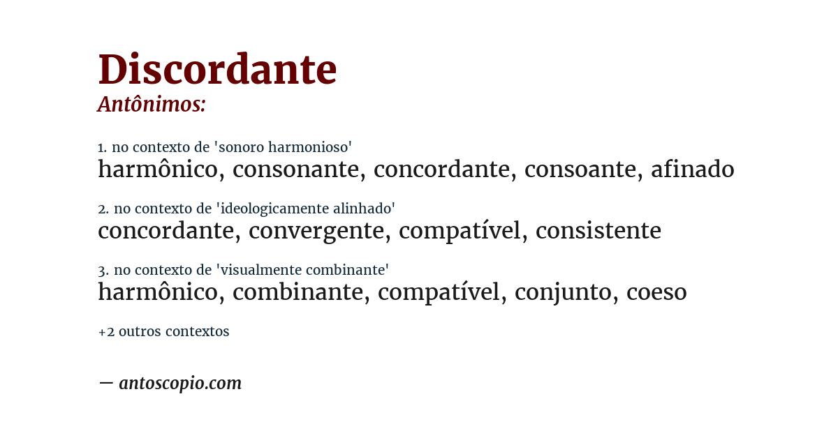 Antônimo de discordante