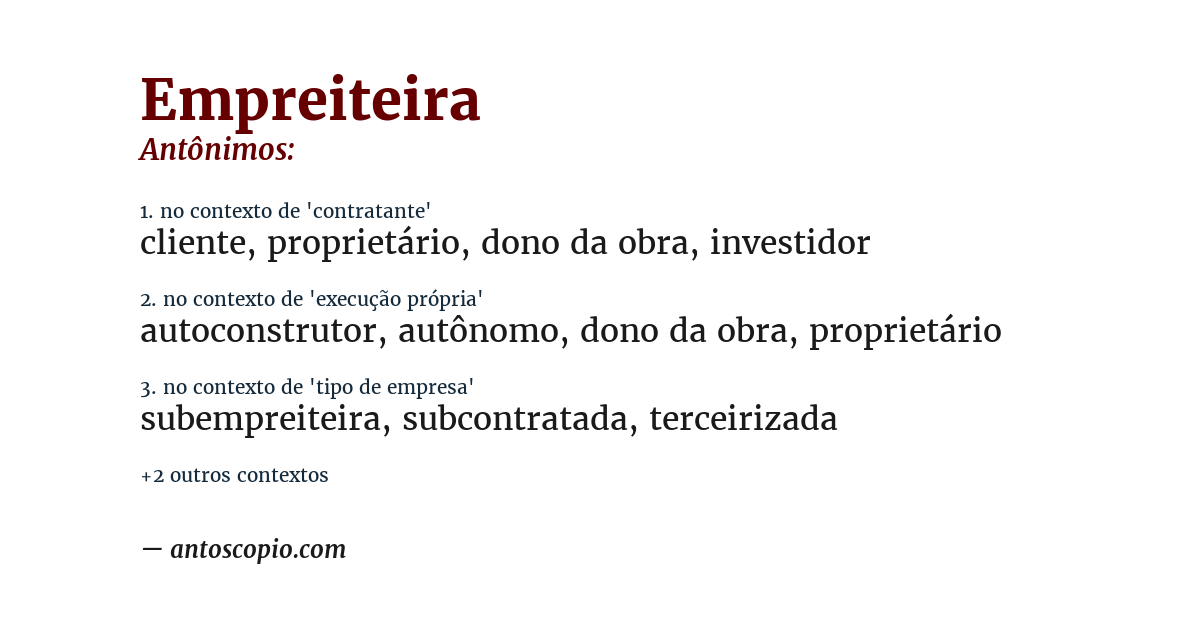 Antônimo de empreiteira