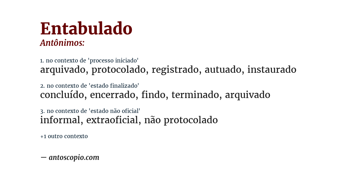 Antônimo de entabulado