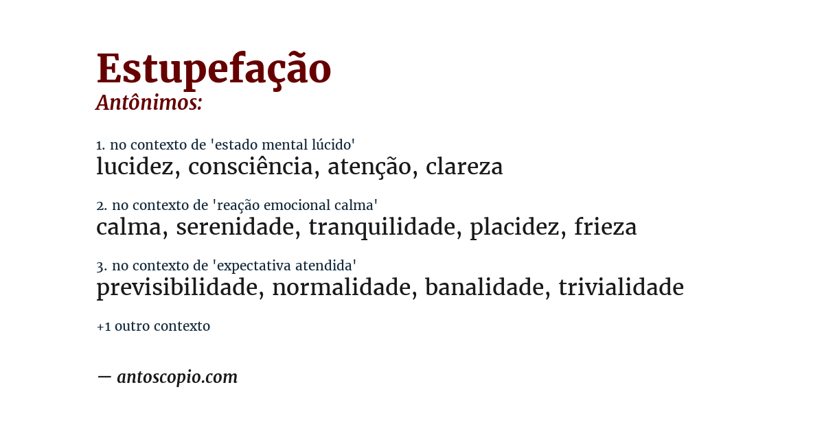 Antônimo de estupefação