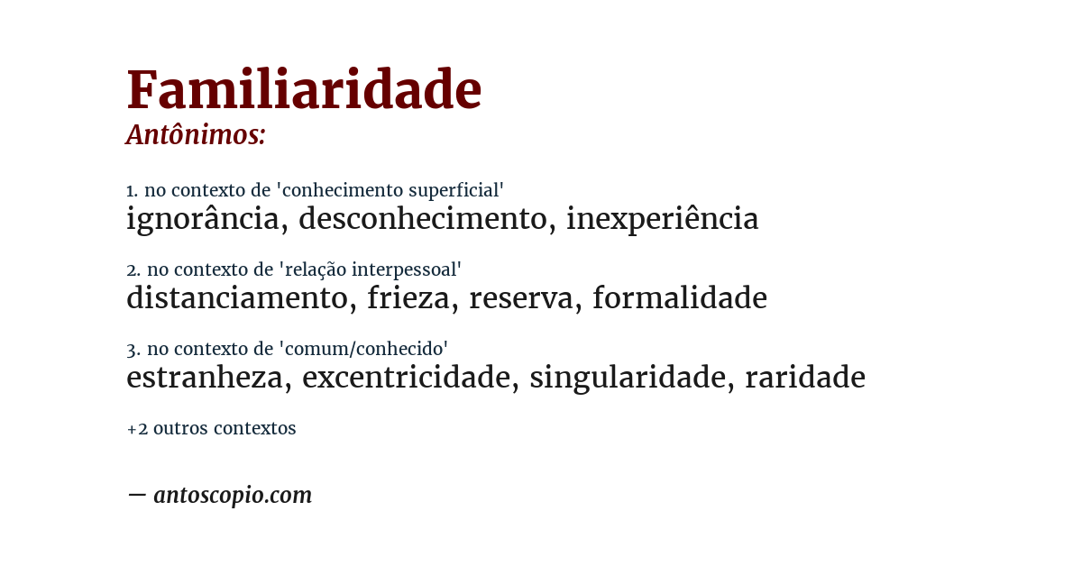 Antônimo de familiaridade