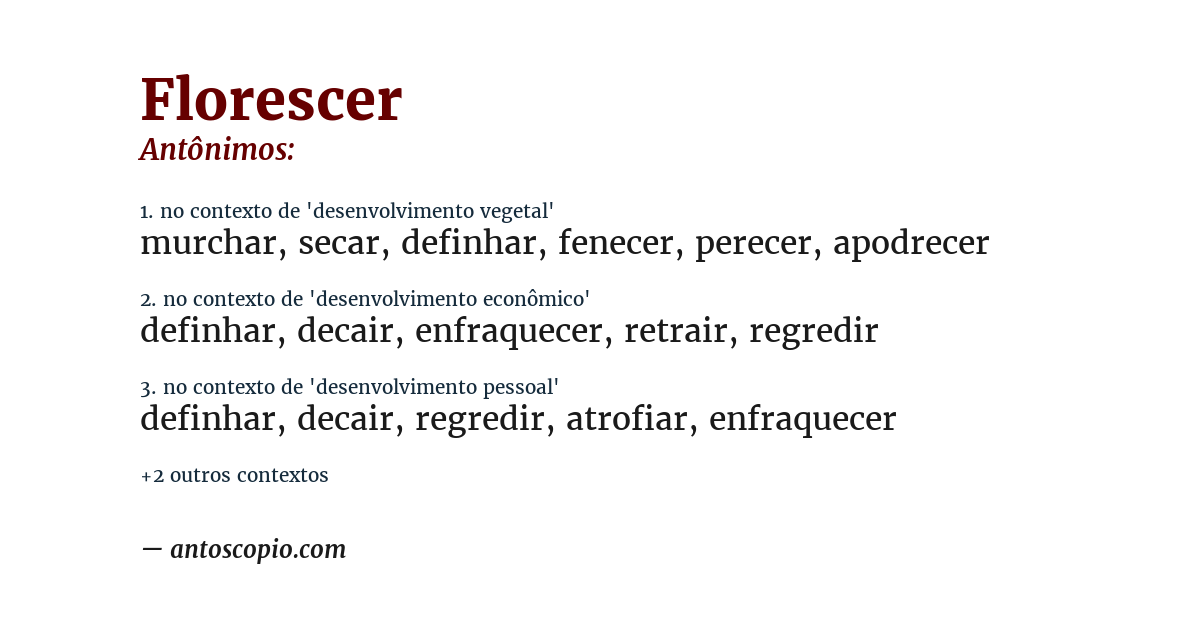 Antônimo de florescer