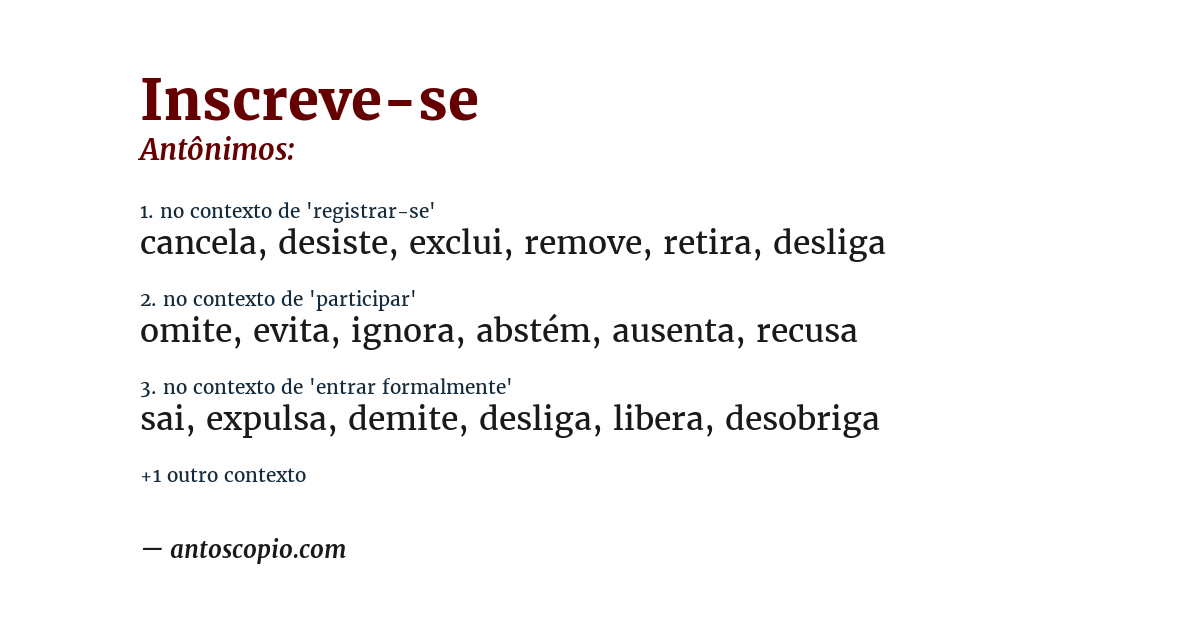 Antônimo de inscreve-se