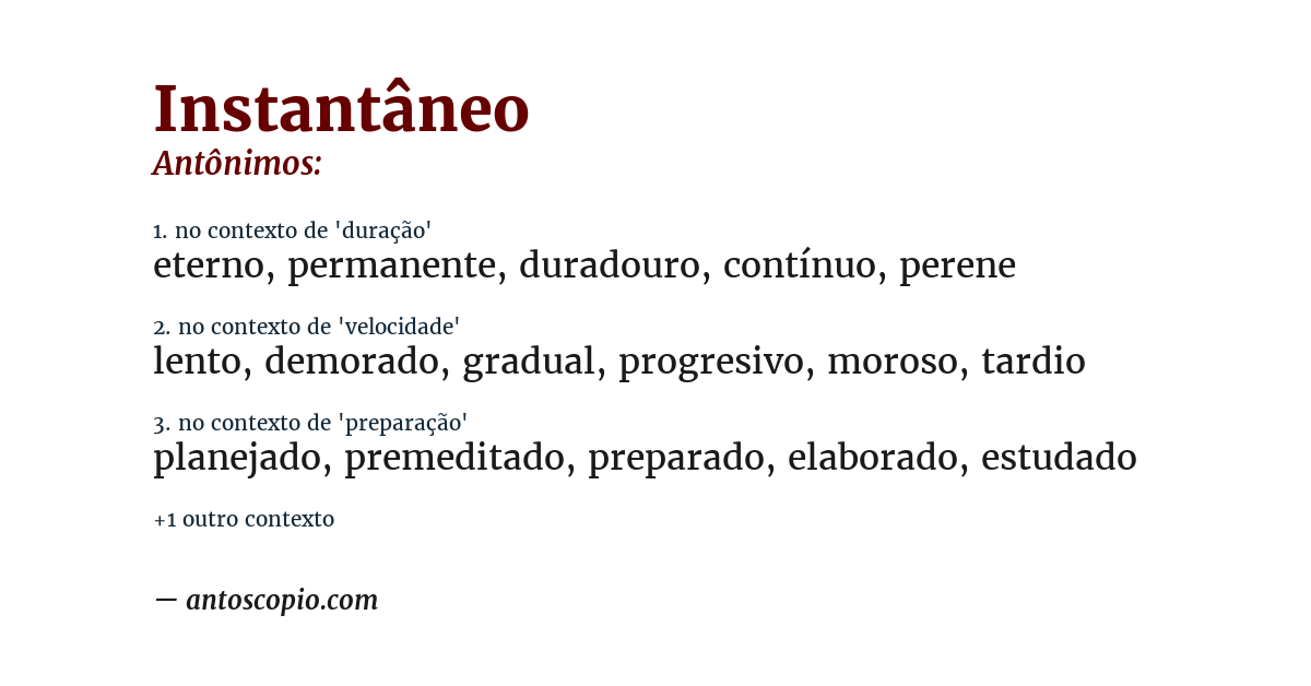 Antônimo de instantâneo