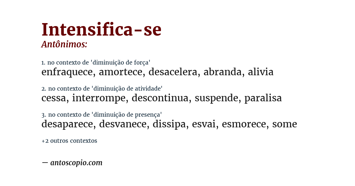 Antônimo de intensifica-se
