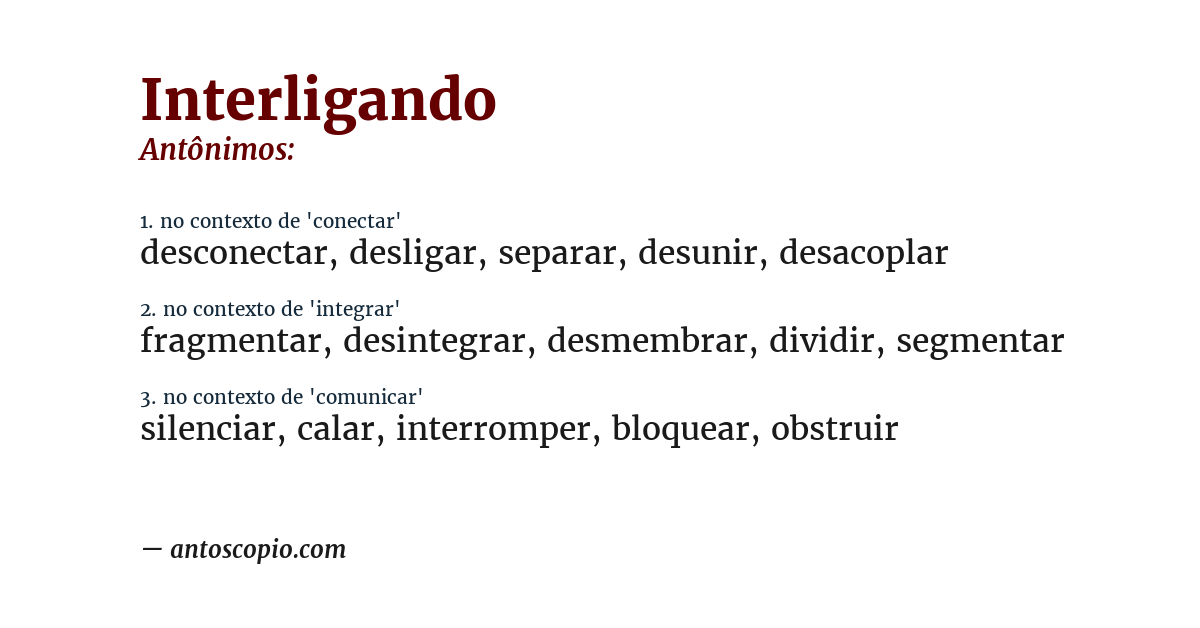 Antônimo de interligando