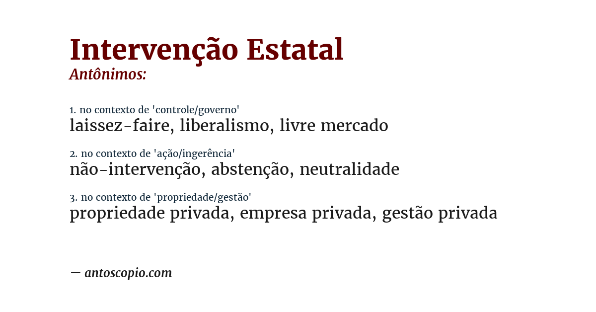 Antônimo de intervenção estatal