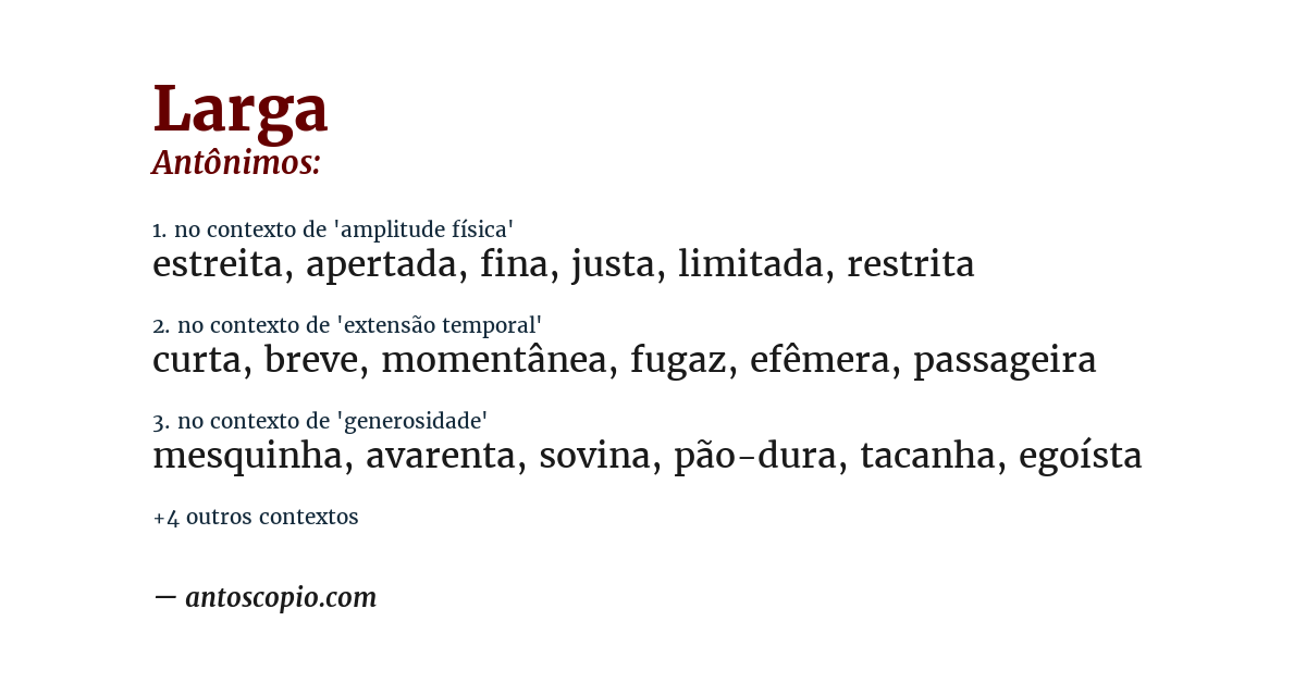 Antônimo de larga