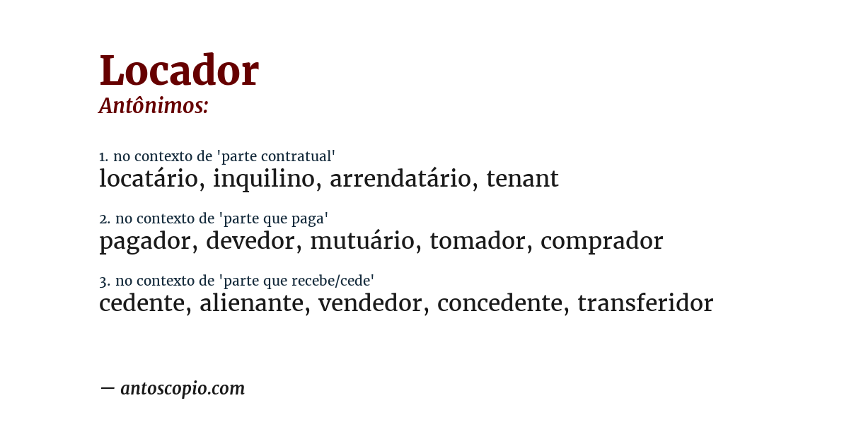 Antônimo de locador