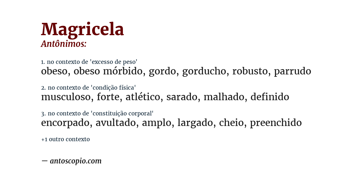 Antônimo de magricela