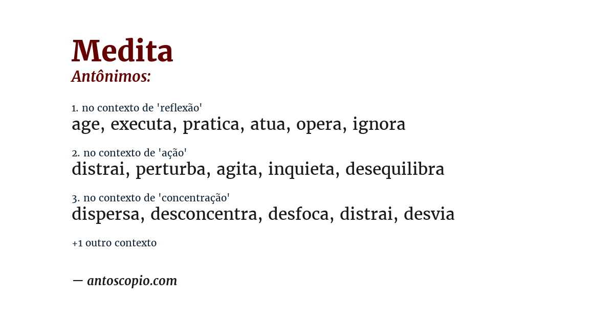 Antônimo de medita