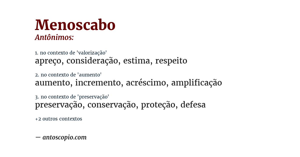 Antônimo de menoscabo