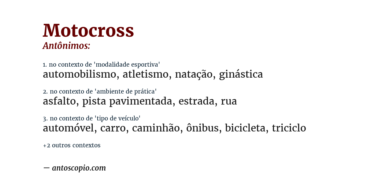 Antônimo de motocross