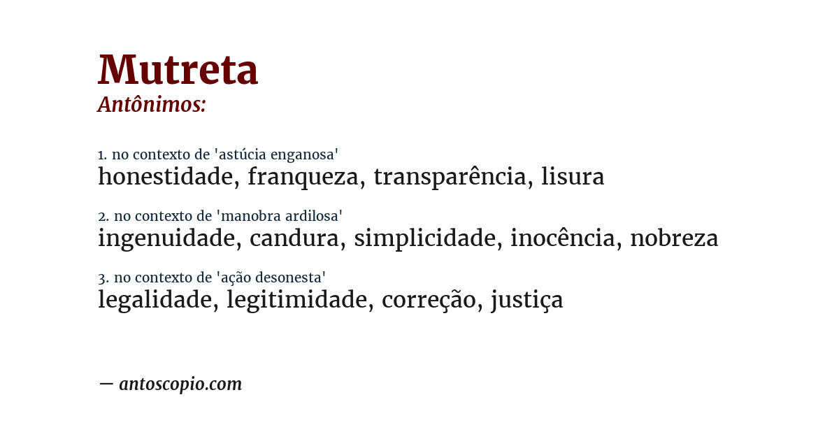 Antônimo de mutreta