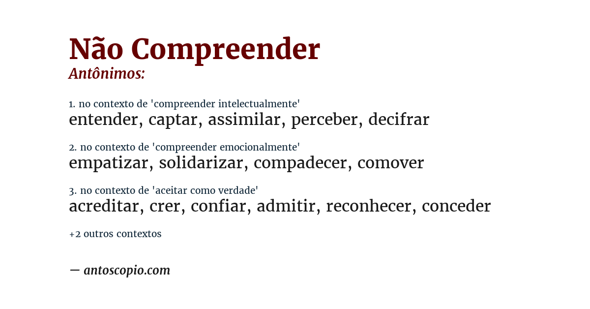 Antônimo de não compreender
