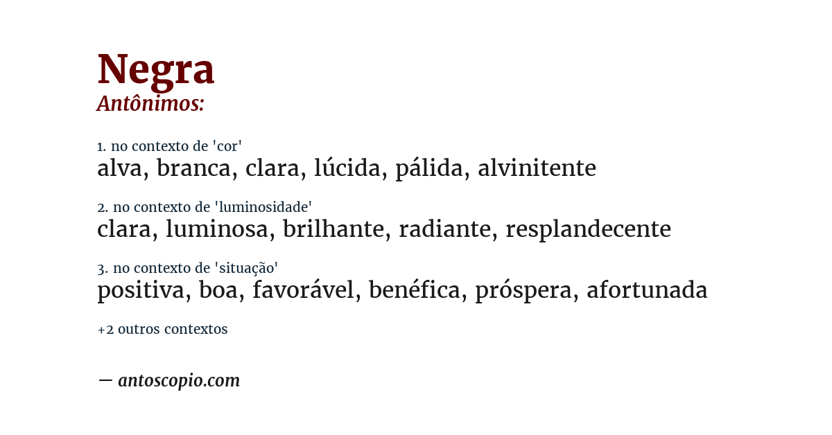 Antônimo de negra
