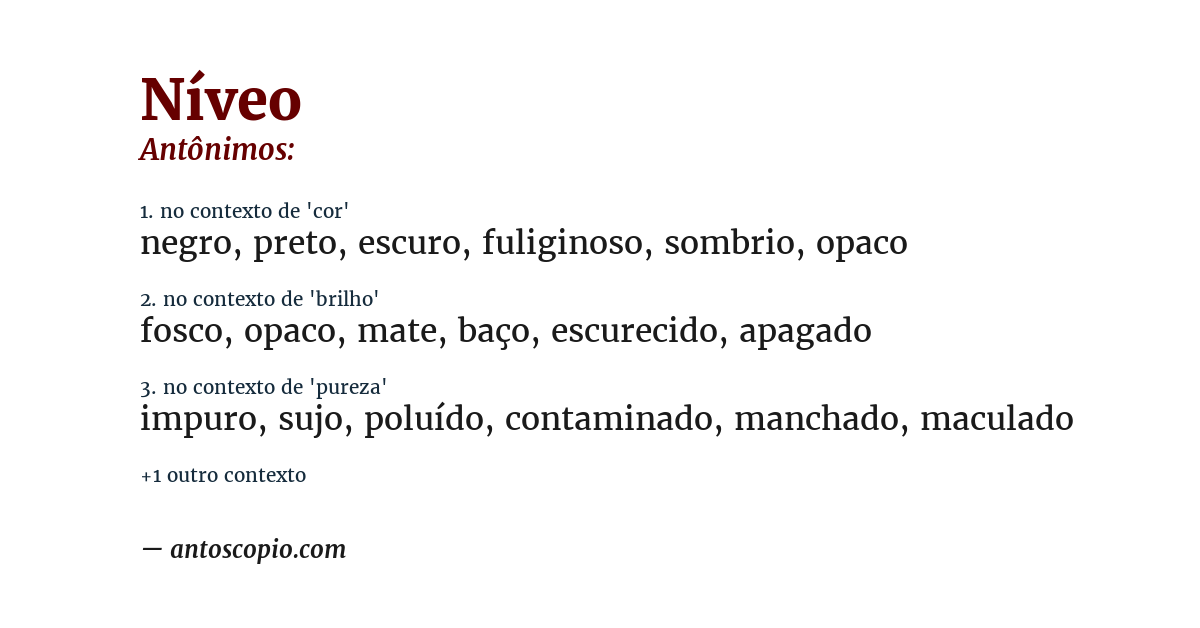 Antônimo de níveo