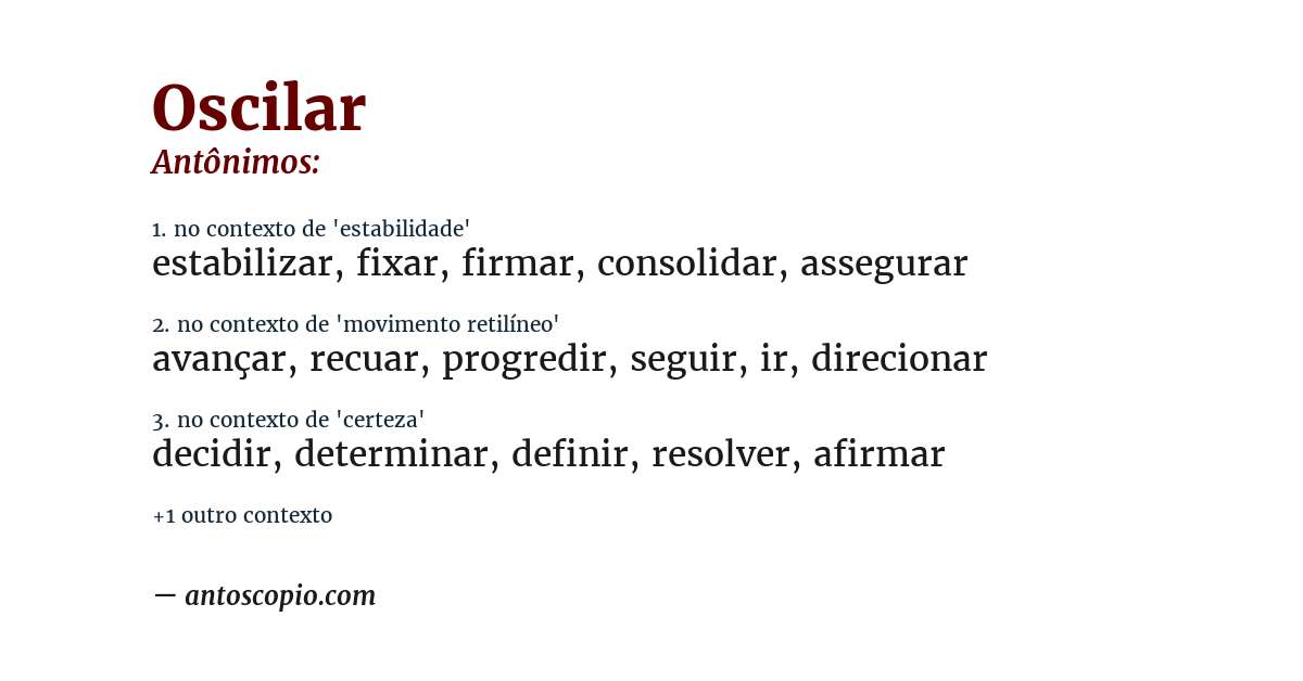 Antônimo de oscilar