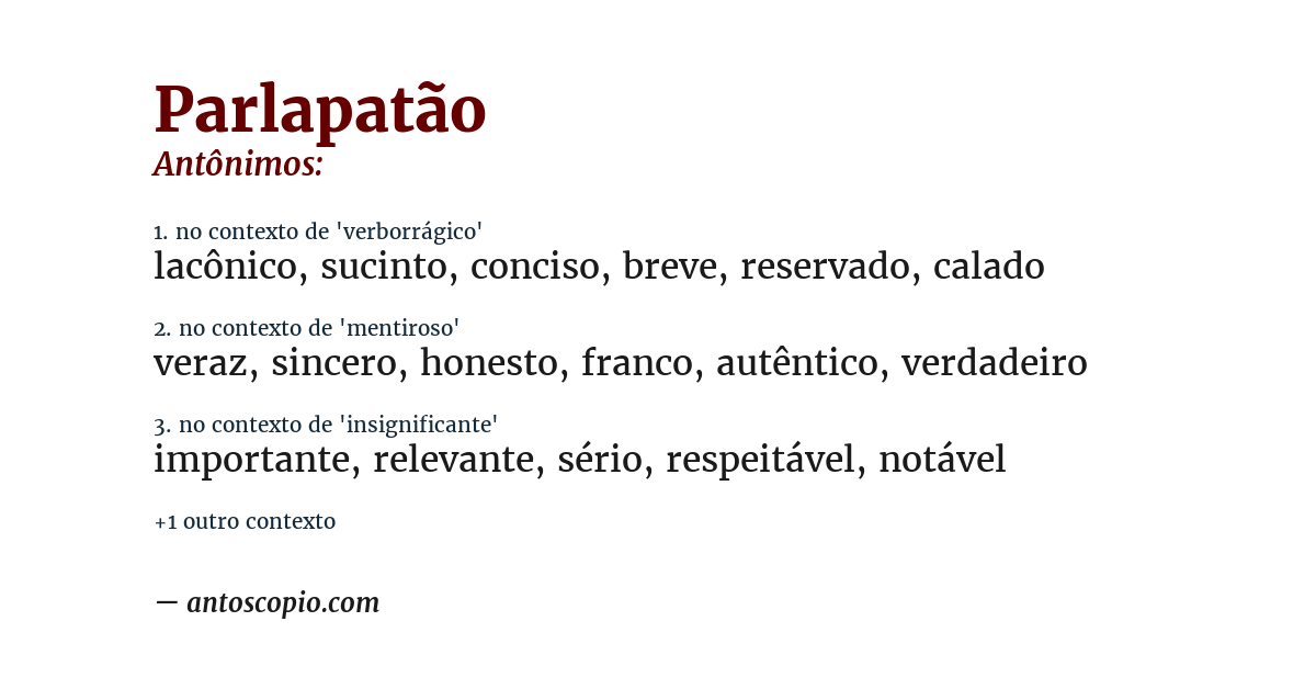 Antônimo de parlapatão