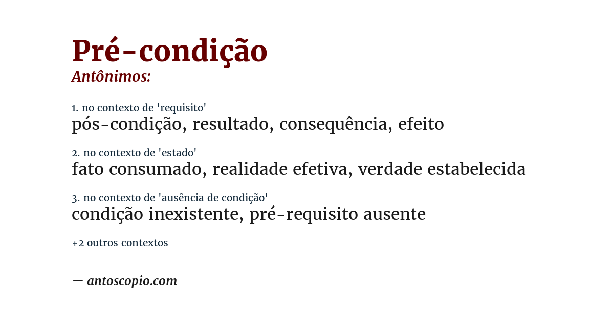 Antônimo de pré-condição