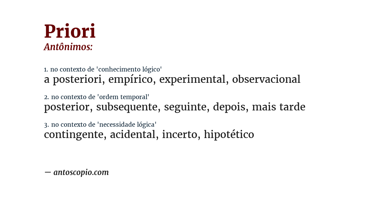 Antônimo de priori