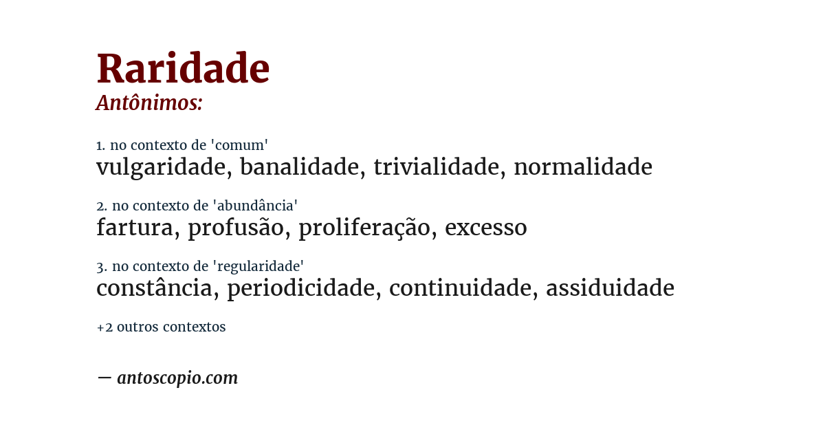 Antônimo de raridade
