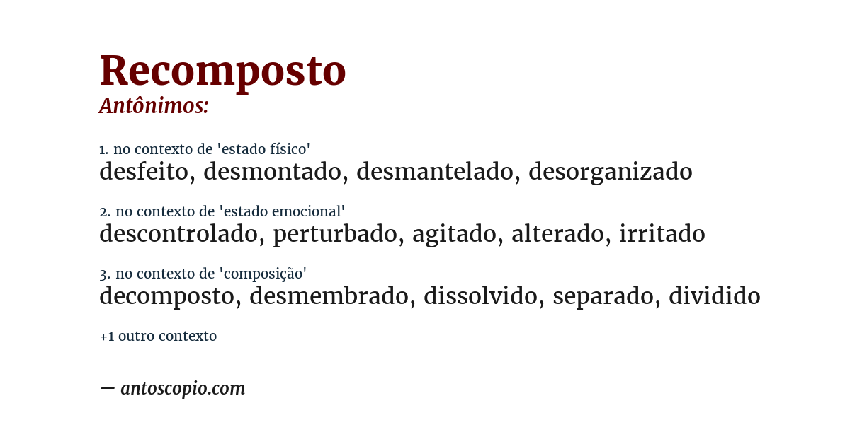 Antônimo de recomposto