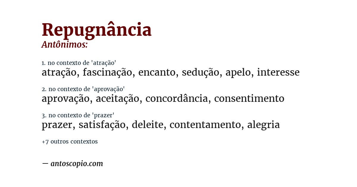 Antônimo de repugnância