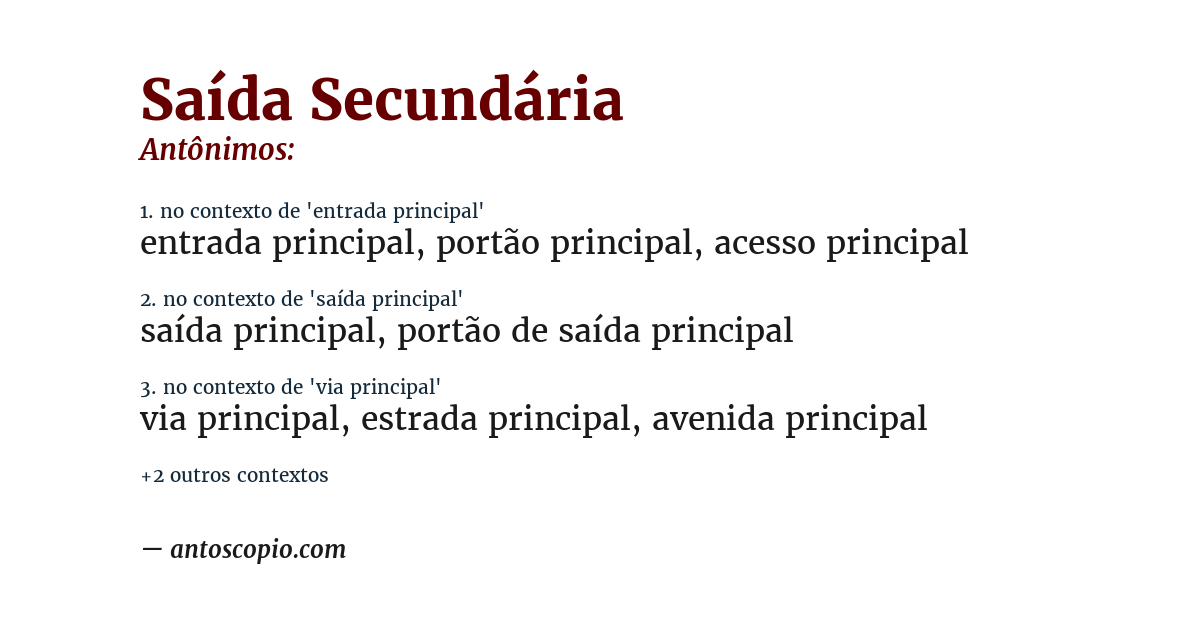 Antônimo de saída secundária