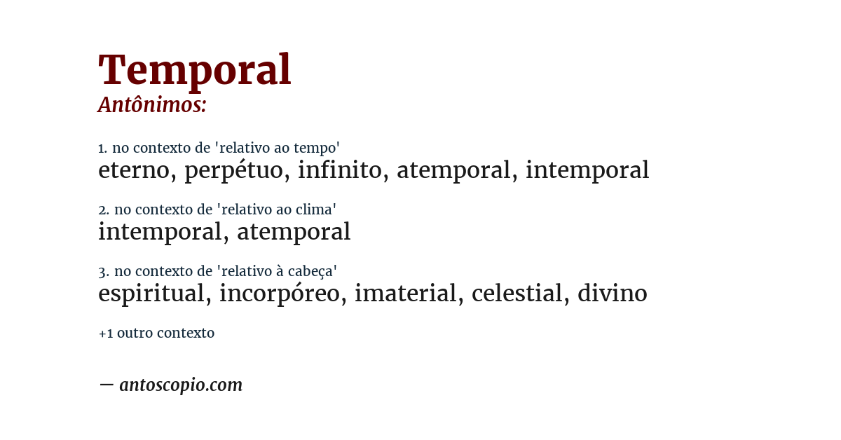 Antônimo de temporal