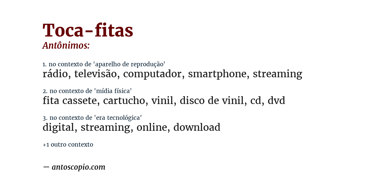 Antônimo de toca-fitas