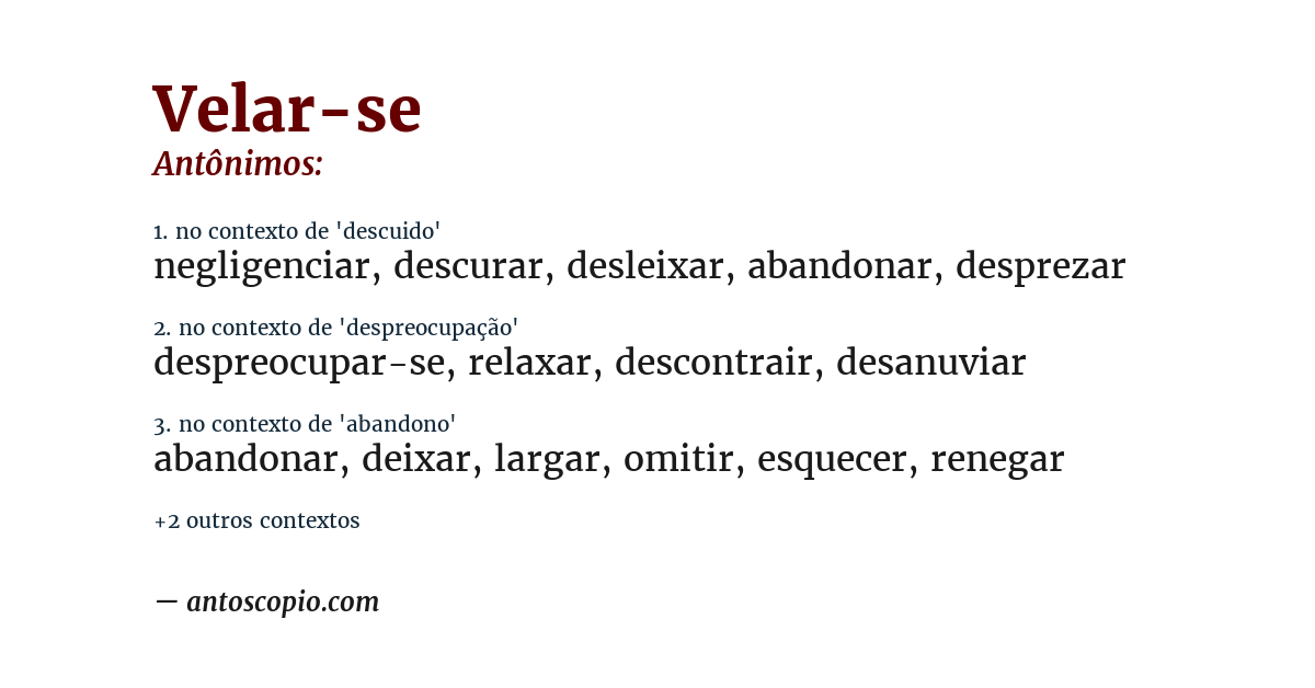 Antônimo de velar-se