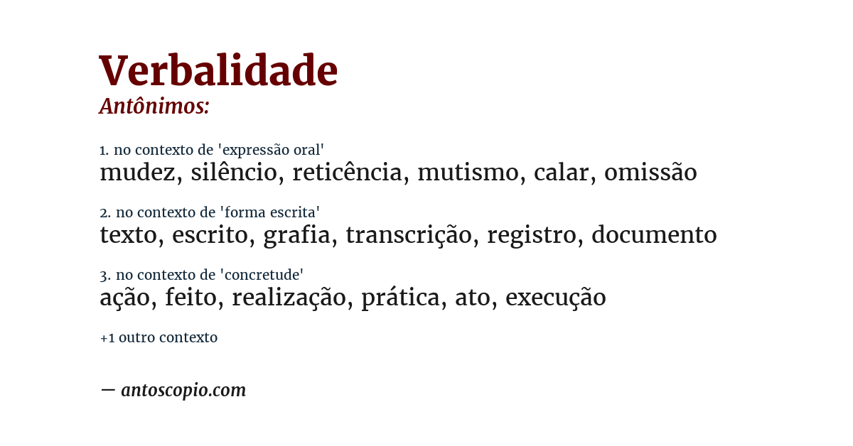 Antônimo de verbalidade