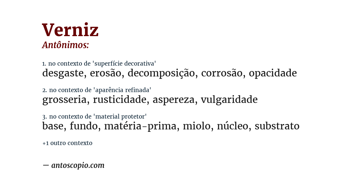 Antônimo de verniz