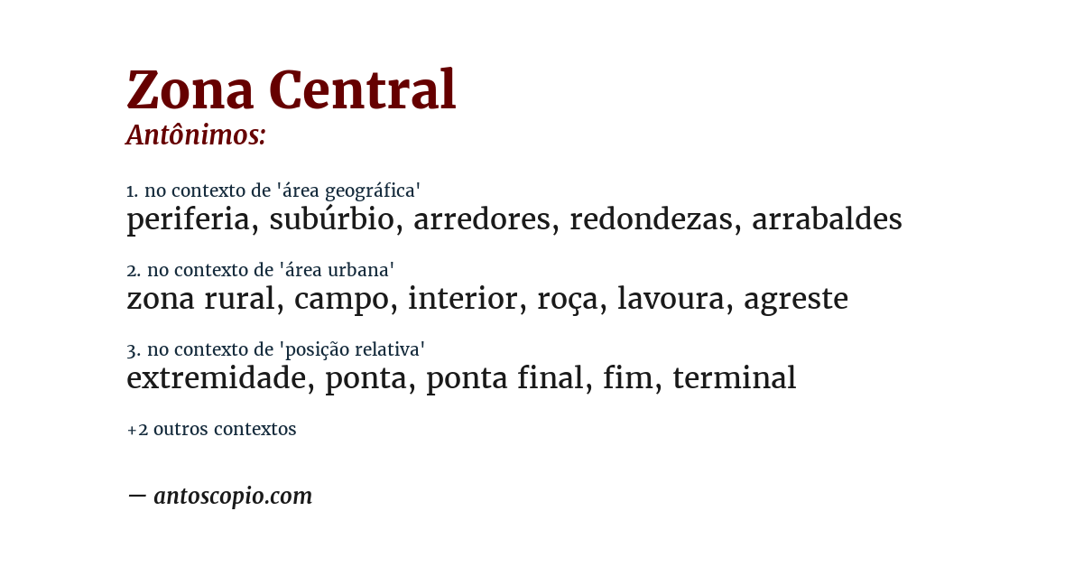 Antônimo de zona central