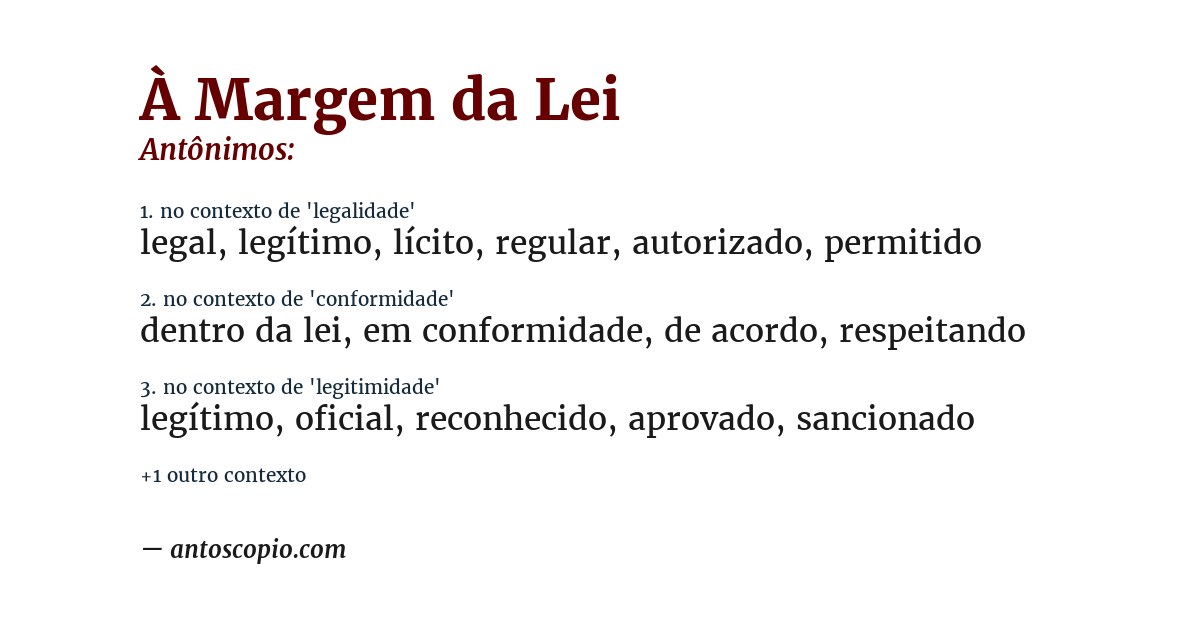 Antônimo de à margem da lei