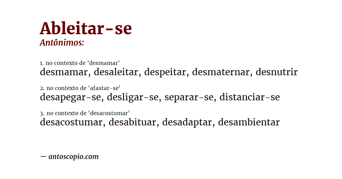 Antônimo de ableitar-se