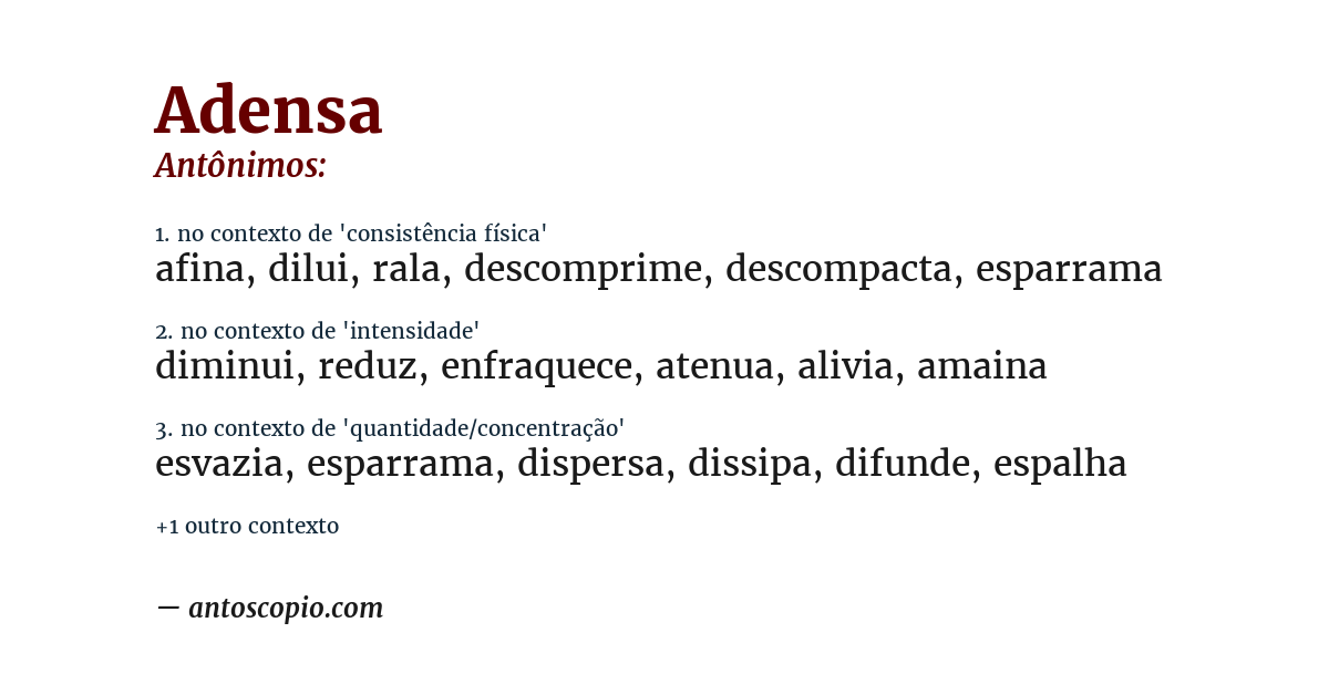 Antônimo de adensa