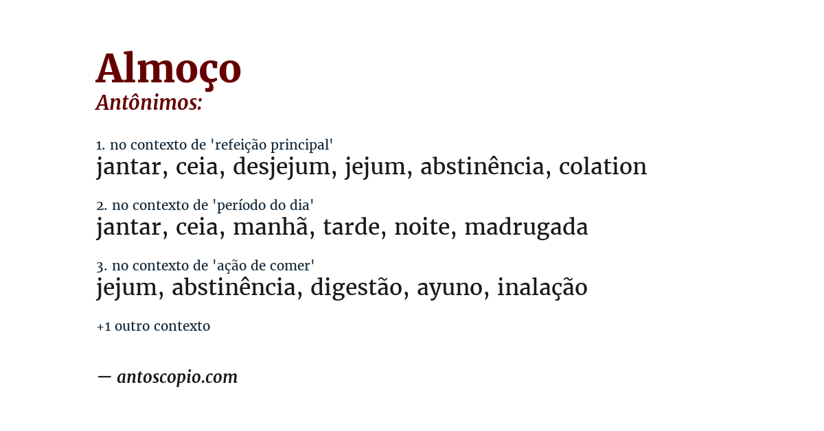 Antônimo de almoço