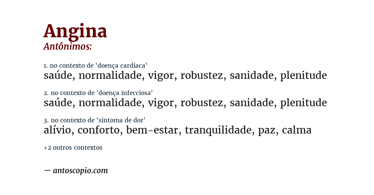 Antônimo de angina