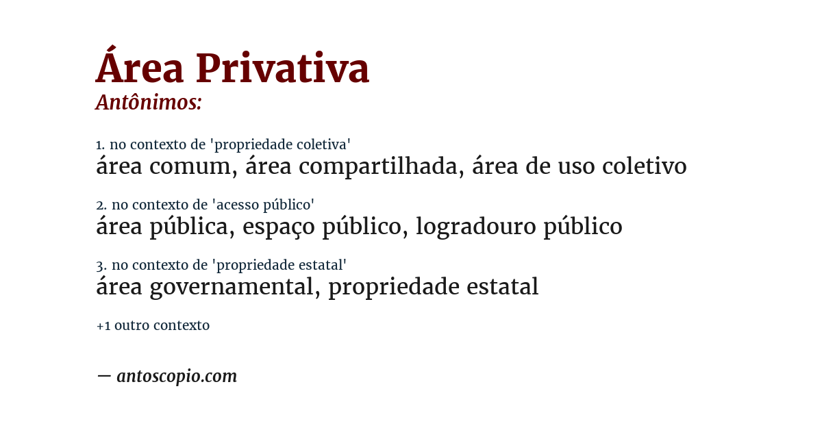 Antônimo de área privativa