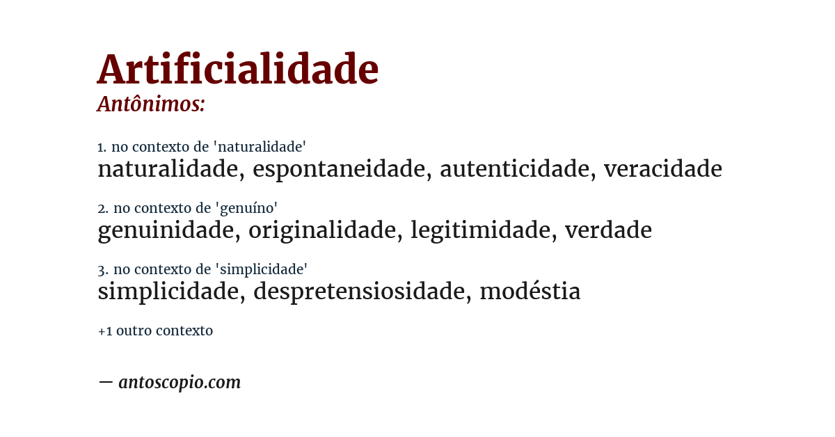 Antônimo de artificialidade