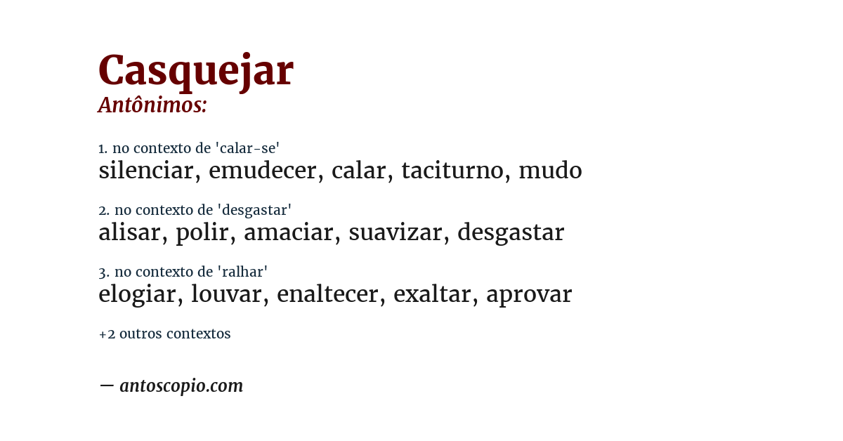 Antônimo de casquejar